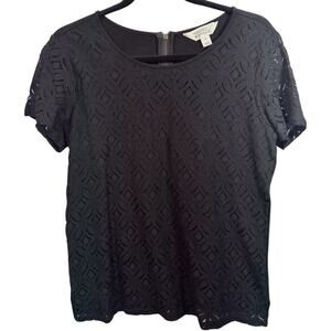 Market & Spruce Floral Crochet Top Womens M Mixed Media Whimsigoth Sheer